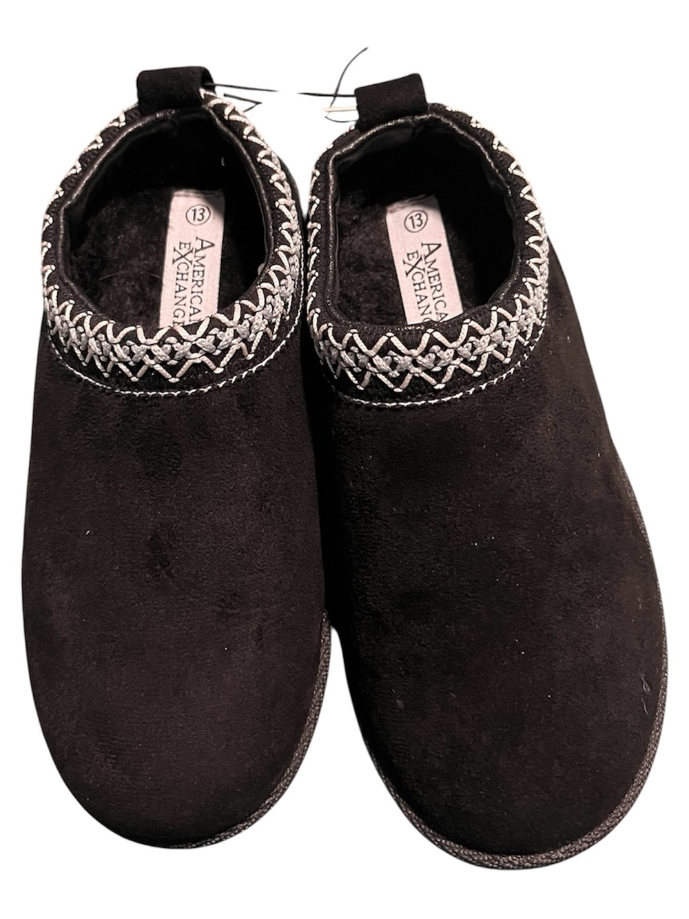 American Exchange Black Slip-On Mules with Silver Trim